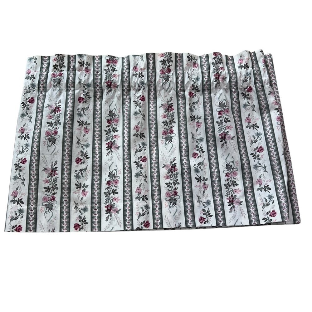 3 Country Curtains Valances French Country Rod Pocket Unlined Roses Stripes